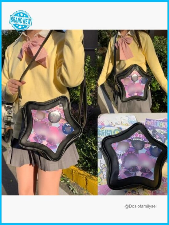 Star Ita Bag Pins Display Crossbody Backpack PU Leather Y2K Aesthetic Handbag main image 5